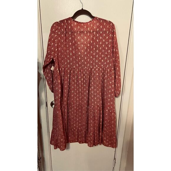 Scandal Italy Ordell Boho Tiered Pink Gold Long Sleeve Dress SZ S - Picture 3 of 8